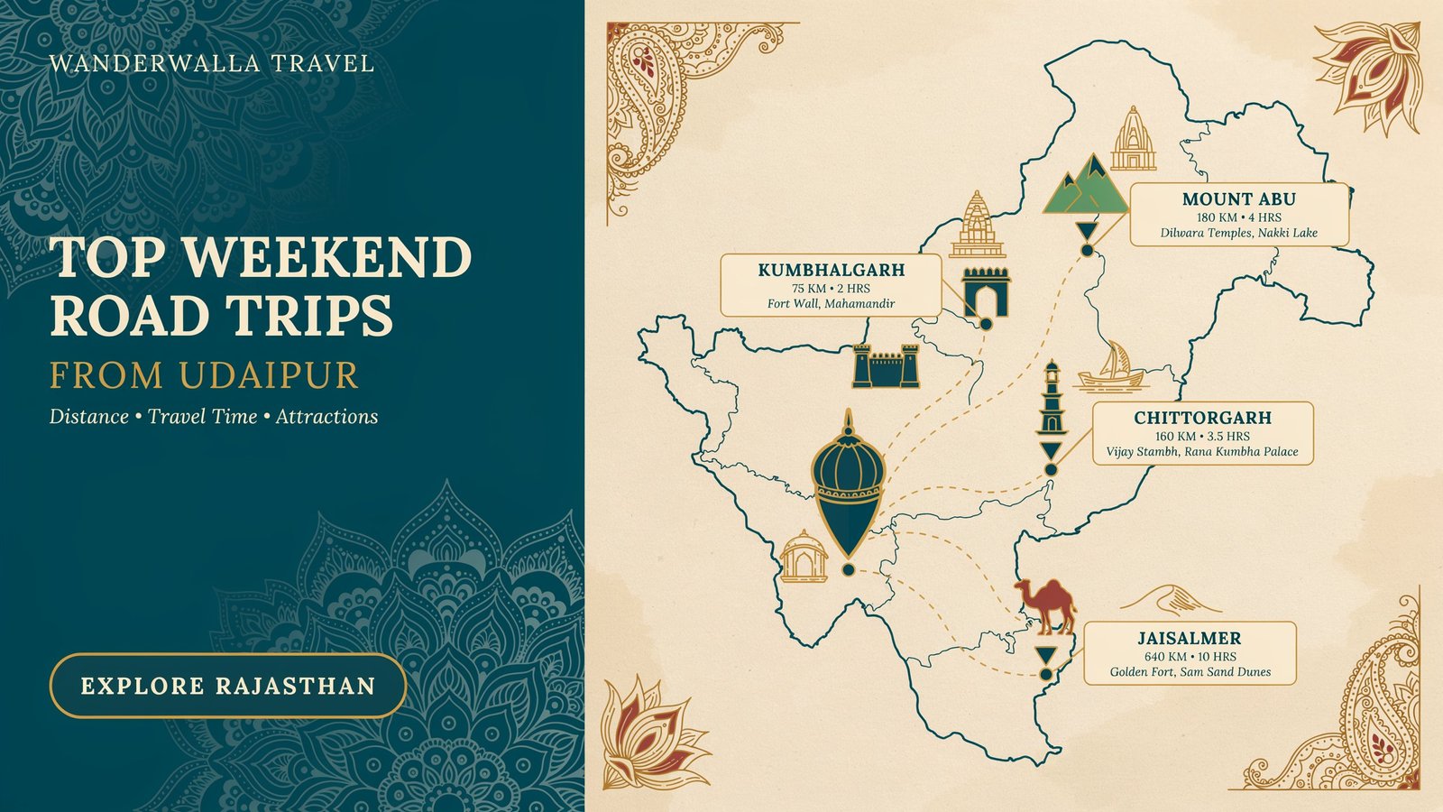 Top Weekend Road Trips from Udaipur (Distance, Travel Time & Attractions)
